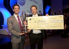 Autobid co-founders Jordan Furniss and Taylor Moss won first place and $50,000 in prizes at the 2012 BYU BPC.