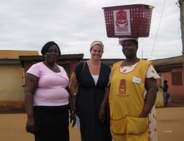 Kristan Brooks (center) with Health Keepers in Accra, Ghana.