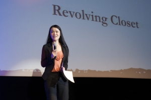 Cecilia Yiu receives the first-place award in the global category at the 2012 BYU Business Plan Competition. 
