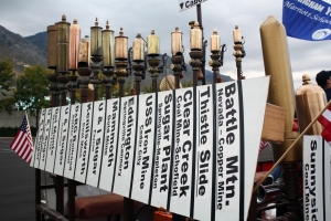 The Marriott School float displayed 22 industrial whistles from Utah businesses.