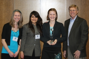 First-place team members from West High School with Lee Radebaugh, director of the Whitmore Global Management Center. 