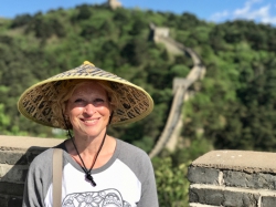 Cindy Blair walking on the Great Wall of China