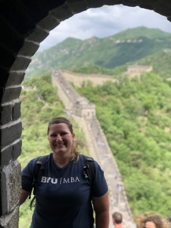 Jennifer Scherbel visits the Great Wall of China with the BYU Marriott MBA program