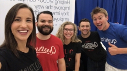 Qualtrics reps at the BYU General Career Fair Fall 2018. Photo courtesy of Natalie Stoker.