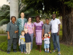 Ethan Lindstrom and his family with their household staff in Nigeria. Photo courtesy of Ethan Lindstrom.