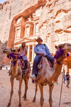 Rachel Hair rides a camel on a study abroad at the BYU Jerusalem Center