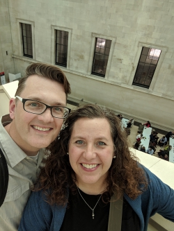 Rob Christensen with his wife at the British Museum.