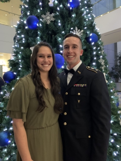 Falk and his wife, Devri, at BYU Marriott Army ROTC's Military Ball. Photo courtesy of Garrett Falk.