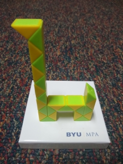 Kaylee Anderson created a giraffe for the Rubik's snake contest. Photo courtesy of Kaylee Anderson.