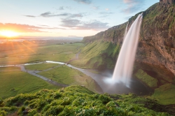 A photo of a waterfall taken in Seljalandsfoss, Iceland