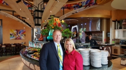 Oldham and his wife Janae at the Orem Tucano's restaurant opening.