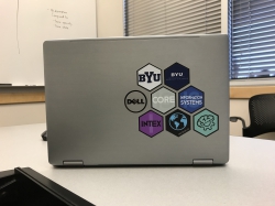 Other students choose to put the stickers on their laptops. Photo courtesy of Ashlyn Lewis