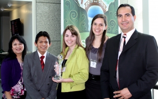 High School Language Competition first-place team members and advisors from Skyline High School. Pictured (l to r) Irma B. Hofer, Gino Gazani, Madison Lloyd, Anisa Mughal, Rogelio Franco.