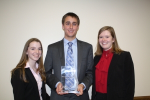 The Indiana University team, from left to right: Nicole Budzynski, Jeff Carlson and Claire Ranzetta.